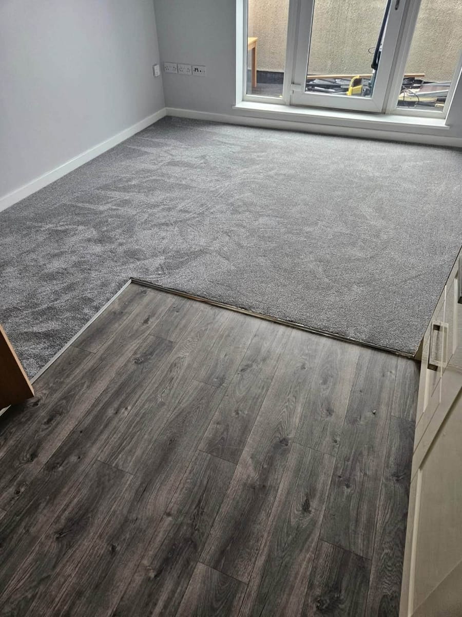 carpet to LVT threshold, fitted by BDL Carpets & Vinyl in Sheffield