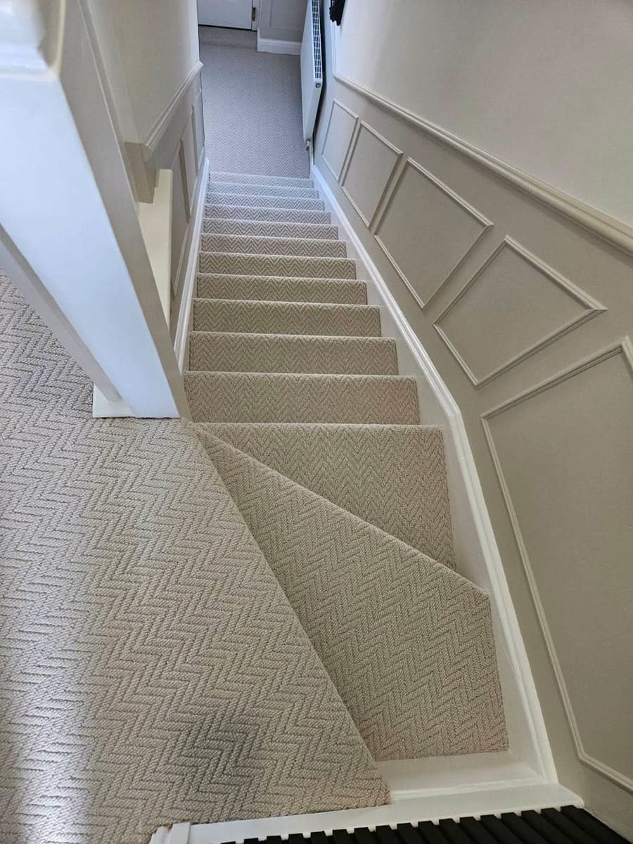 panelled stairs cream, fitted by BDL Carpets & Vinyl in Sheffield