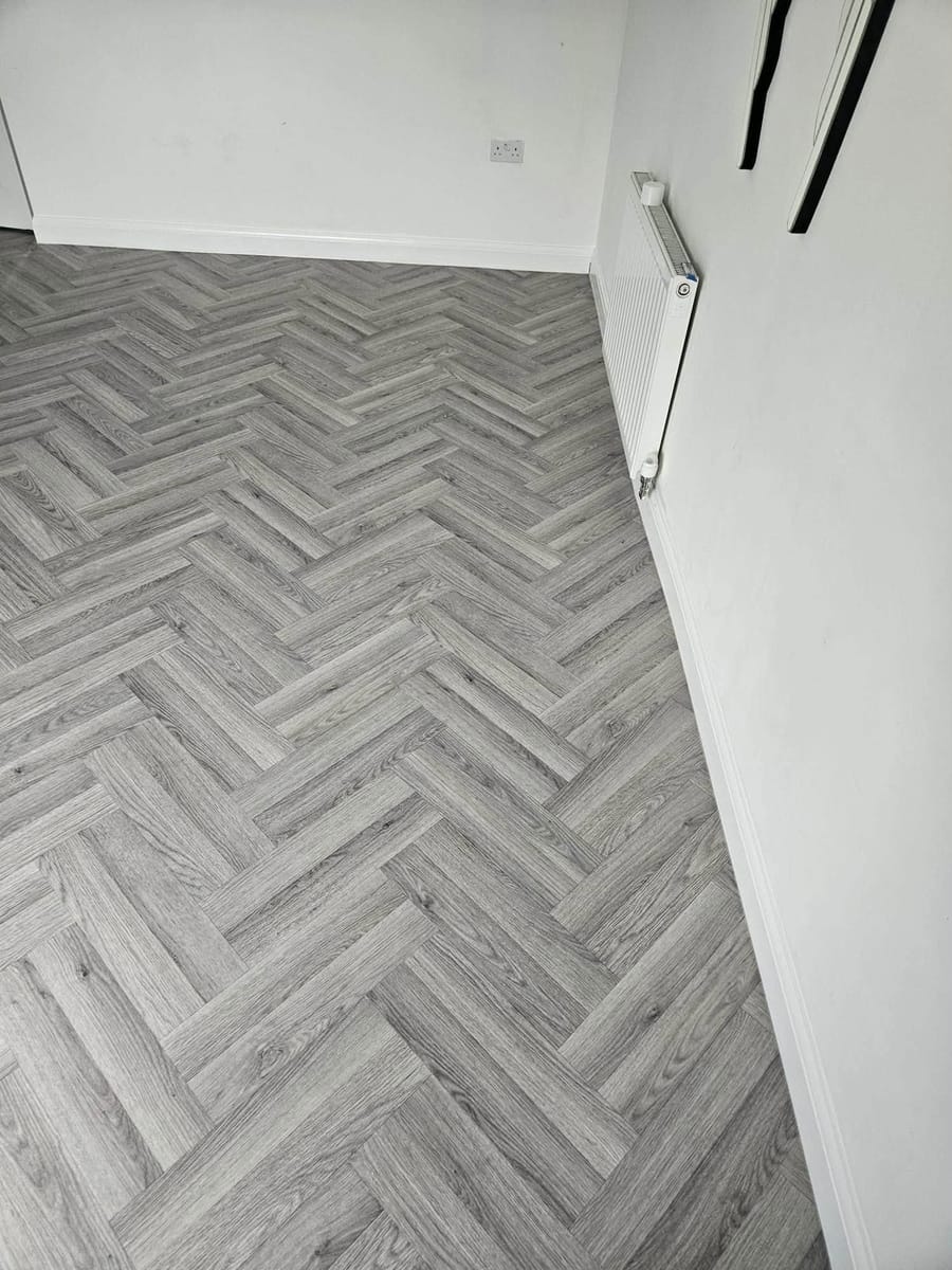 grey herringbone hall, fitted by BDL Carpets & Vinyl in Sheffield